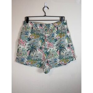Onia Women's L/G 4 Coastal Scene Print Cotton Shorts Elastic Waist